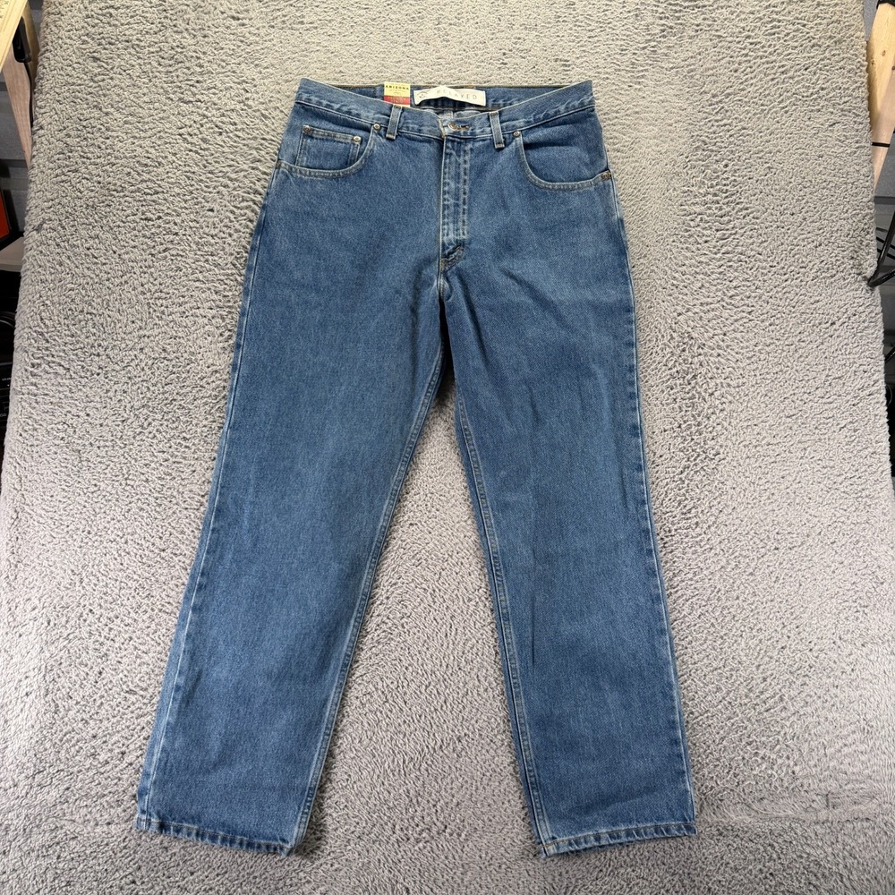 Arizona Jeans Men's 36x30 Blue Cotton Denim Straight Relaxed Workwear Utility